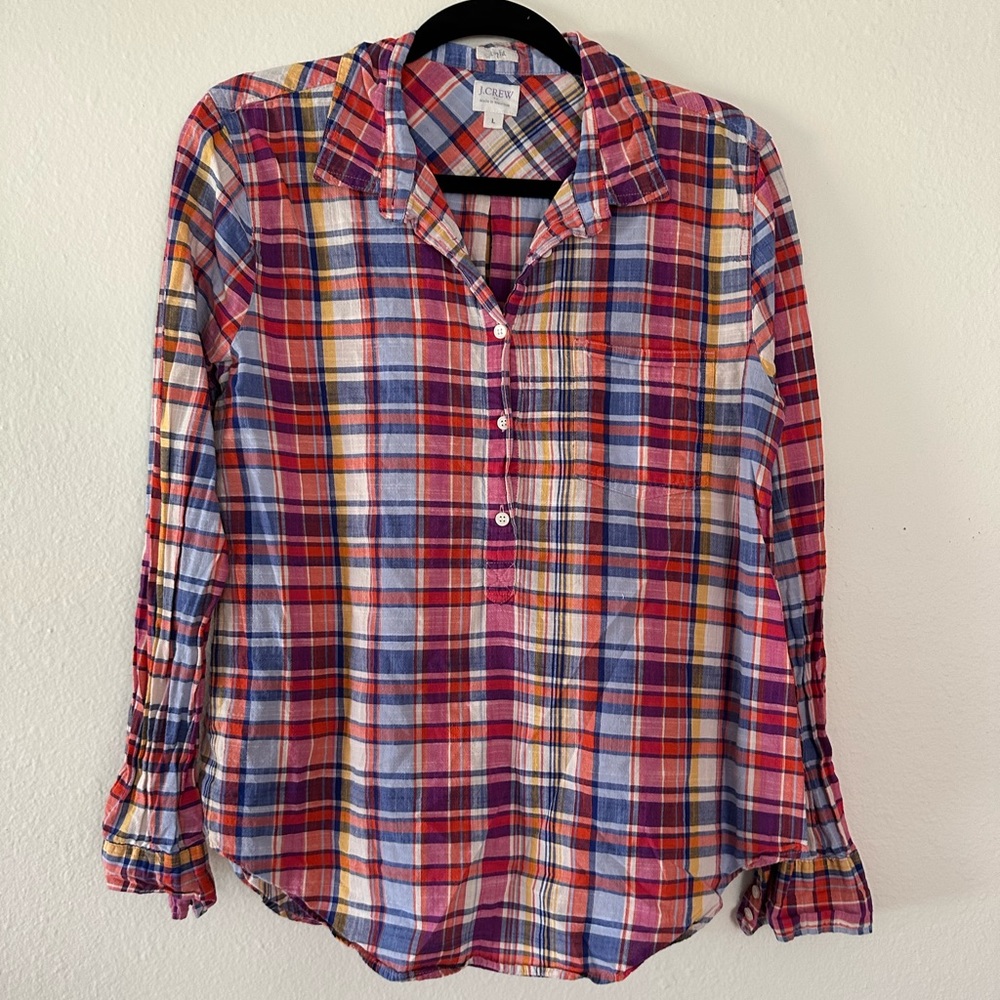 J Crew Factory Boy Fit Half Button Down